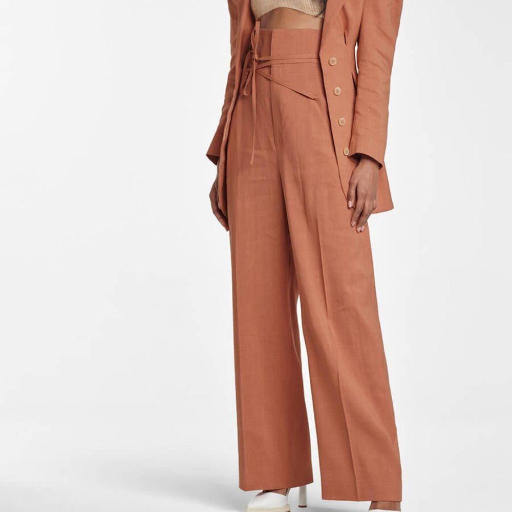 pantalon en lin taille haute comme jacquemus